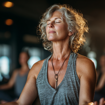 Anziani che praticano yoga dolce all'aperto